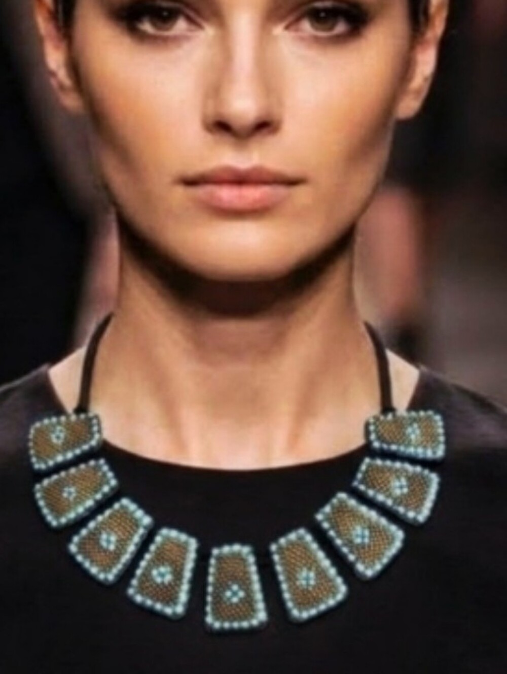 Fashion Jewelry Kashmir Turquoise Gold Statement Beaded Collar Necklace Tribal